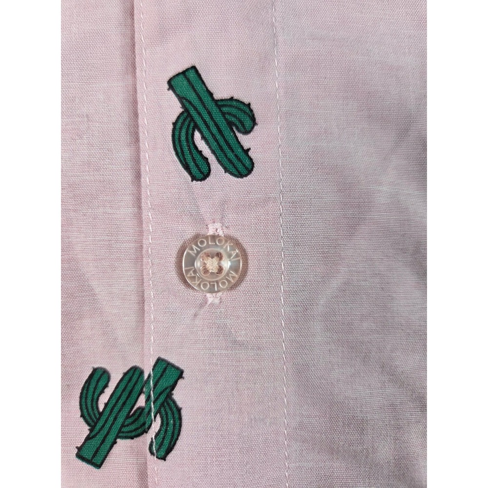 Molokai Surf Co Button Down Shirt Mens Large Pink Cactus Print Short Sleeve - Picture 4 of 10